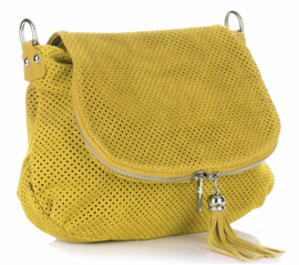 Torebki Skórzane Listonoszki firmy Genuine Leather Żółte