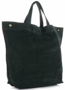 Uniwersalne Torebki Skórzane ShopperBag VERA PELLE Butelkowa Zieleń