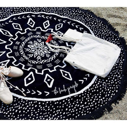 Ręcznik plażowy okrągły BOHO MANDALA BLACK REC18