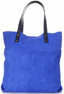 Torebki Skórzane Shopper Bag Włoskiej Marki VITTORIA GOTTI Jeansowe