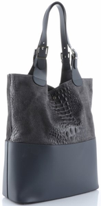 Damskie Torebki Skórzane ShopperBag firmy Genuine Leather Szare (kolory)