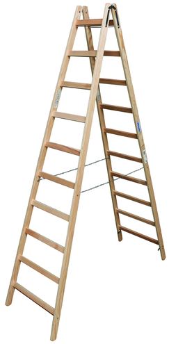 Drabina drewniana dwustronna KRAUSE ze szczeblami 2x9 - 3,80m