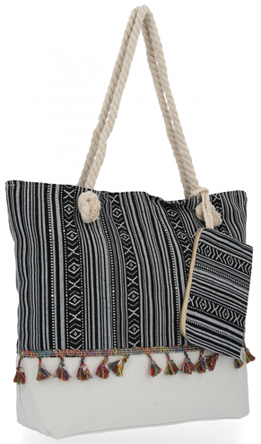 Modne Torebki Damskie Boho Style w rozmiarze XL Aztec Czarna (kolory)