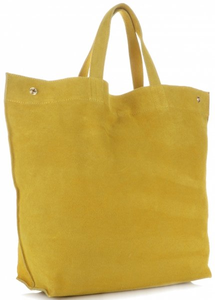 Uniwersalne Torebki Skórzane ShopperBag VERA PELLE Żółte