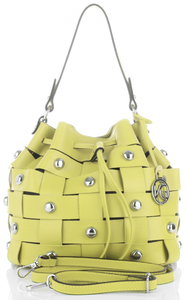 Vittoria Gotti Ekskluzywne Torebki Skórzane Modny Shopper Made in Italy z Nitami Limonkowa (kolory)