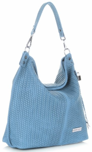 Uniwersalne Torebki Skórzane typu ShopperBag VITTORIA GOTTI Błękitne