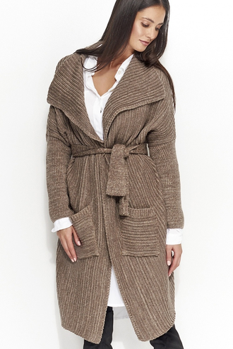 Sweter płaszczyk z paskiem ns21
