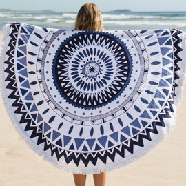 Ręcznik plażowy okrągły BOHO MANDALA BLUE REC1