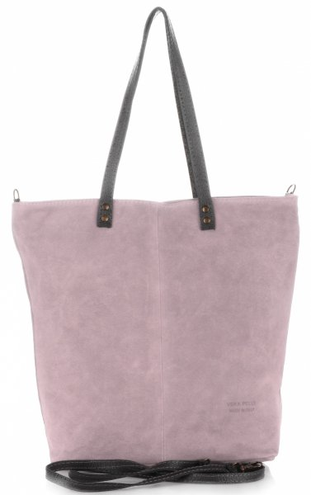 Torebki Skórzane typu ShopperBag firmy Vera Pelle Pudrowy Róż
