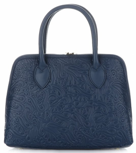 Eleganckie Torebki Skórzane Kuferki firmy Genuine Leather Granatowe