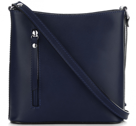 Klasyczne Torebki Skórzane Listonoszki firmy Genuine Leather Pelle w całości wykonane z Grubej Skóry Licowej Granatowe (kolory)