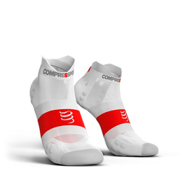 Compressport Pro Racing Socks Ultra Light V3.0 LOW | BIAŁE - kompresyjne skarpety typu stopki do biegania RSLULV3-0000