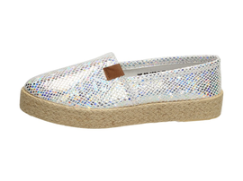 SLIP ON Srebrne tenisówki damskie WISHOT 182