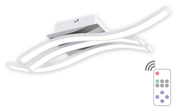 Linea LED plafon krótki 3 pł. biały + chrom + pilot