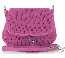 Torebki Skórzane Listonoszki firmy Genuine Leather Fuksja