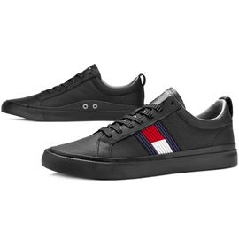 Buty Tommy hilfiger Flag detail leather sneaker > fm0fm01712 990