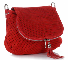 Torebki Skórzane Listonoszki firmy Genuine Leather Czerwone