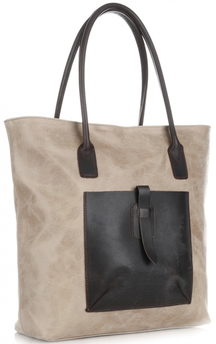 Uniwersalne Włoskie Torebki Skórzane XXL firmy Genuine Leather Na co Dzień Beżowa (kolory)
