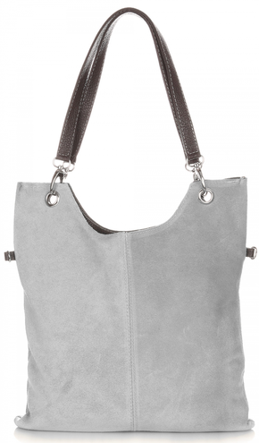Torebka Skórzana Listonoszka Genuine Leather Na co Dzień Jasno Szara (kolory)