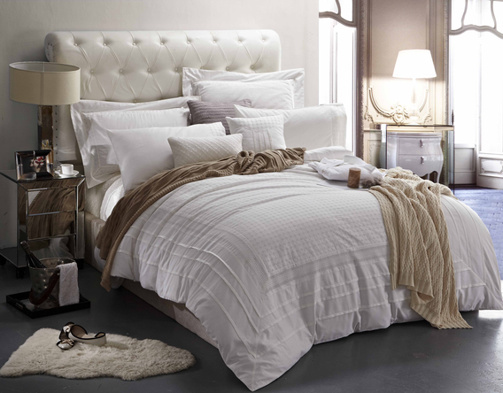 Pościel haftowana satynowa Bellavista cream 160x200
