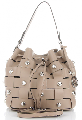 Vittoria Gotti Ekskluzywne Torebki Skórzane Modny Shopper Made in Italy z Nitami Ziemisty (kolory)