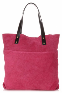 Torebki Skórzane Shopper Bag Włoskiej Marki VITTORIA GOTTI Fuksjowe