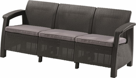 Meble ogrodowe sofa 3-osobowa CORFU antracyt/popiel