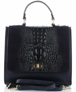 Klasyczne Torebki Skórzane Kuferki firmy Genuine Leather Granatowe (kolory)