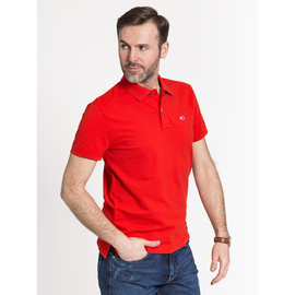 Tommy Jeans "Embossed Collar Polo" Red