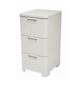 Regał z szufladami RATTAN STYLE 3x14L kremowy