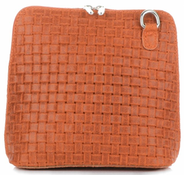 Małe Torebki Skórzane Listonoszki firmy GENUINE LEATHER Pomarańczowe