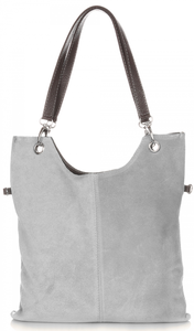 Torebka Skórzana Listonoszka Genuine Leather Na co Dzień Jasno Szara (kolory)