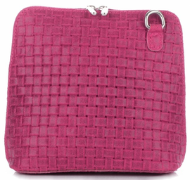 Małe Torebki Skórzane Listonoszki firmy GENUINE LEATHER Fuksjowe