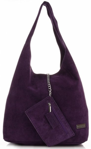 Torebki Skórzane typu ShopperBag firmy VITTORIA GOTTI Made in Italy Fiolet