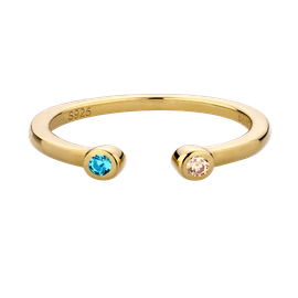 Knuckle ring Two Eyes Blue&Champagne