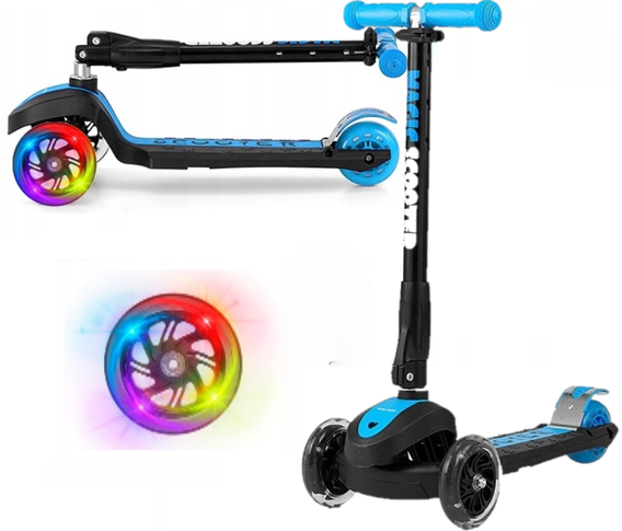Milly Mally Hulajnoga Scooter Magic Niebieska Świecące koło LED Trójkołowa