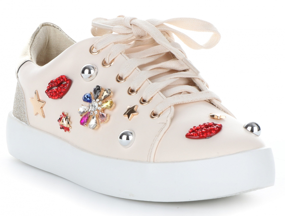 Modne Buty Damskie Tenisówki ze zdobieniami Beżowe (kolory)