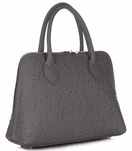 Eleganckie Torebki Skórzane Kuferki firmy Genuine Leather Szare