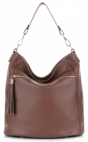 Uniwersalna Torebka Skórzana Firmy Genuine Leather Brązowa