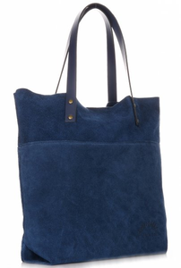Torebki Skórzane Shopper Bag Włoskiej Marki VITTORIA GOTTI Granatowe
