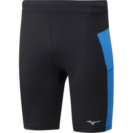 Mizuno Impulse Core Mid Tight | CZARNO-NIEBIESKIE - męskie krótkie getry do biegania