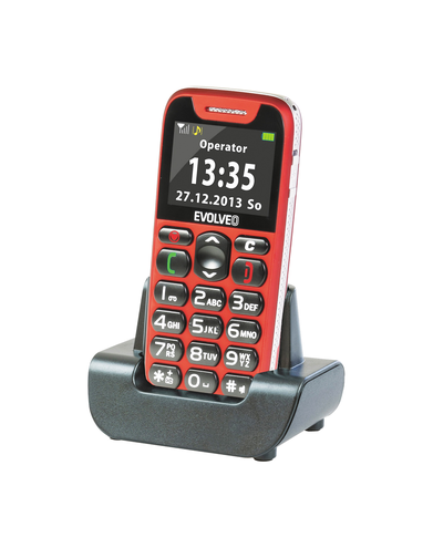EVOLVEO Easyphone telefon komórkowy dla seniorów ze stojakiem do ładowania Czerwony