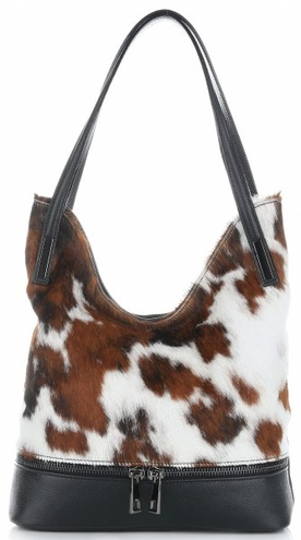 Uniwersalne Damskie Torebki Skórzane Firmy GENUINE LEATHER Biało/Brązowe