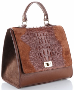 Klasyczne Torebki Skórzane Kuferki firmy Genuine Leather Brązowe (kolory)