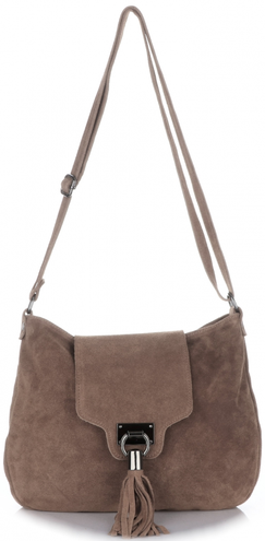 Uniwersalne Torebki Listonoszki Skórzane Na co Dzień firmy Genuine Leather Zamsz Naturalny Ziemista (kolory)