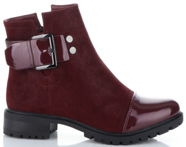 Eleganckie Botki Damskie firmy Lady Glory Lakierowane Bordowe (kolory)
