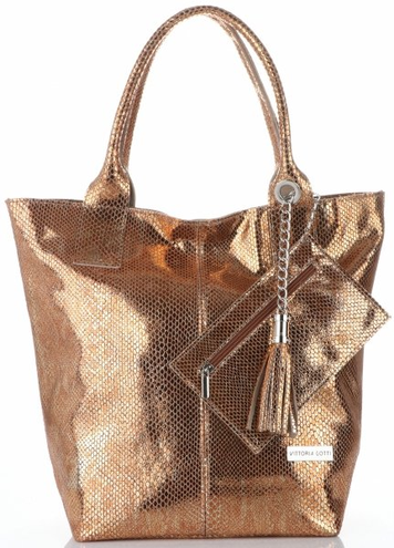 Torebki Skórzane ShopperBag marki VITTORIA GOTTI Szampan (kolory)