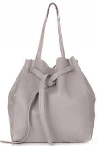 Włoskie Torebki Skórzane ShopperBag z Kosmetyczką firmy Genuine Leather Szara (kolory)