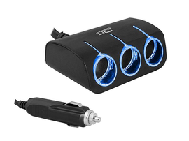 LTC LXAS6 Adapter CAR FIRE LED 3 gniazda + kabel, 120W, czarny.