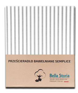 Prześcieradło bawełniane paski szaro-białe 140x210